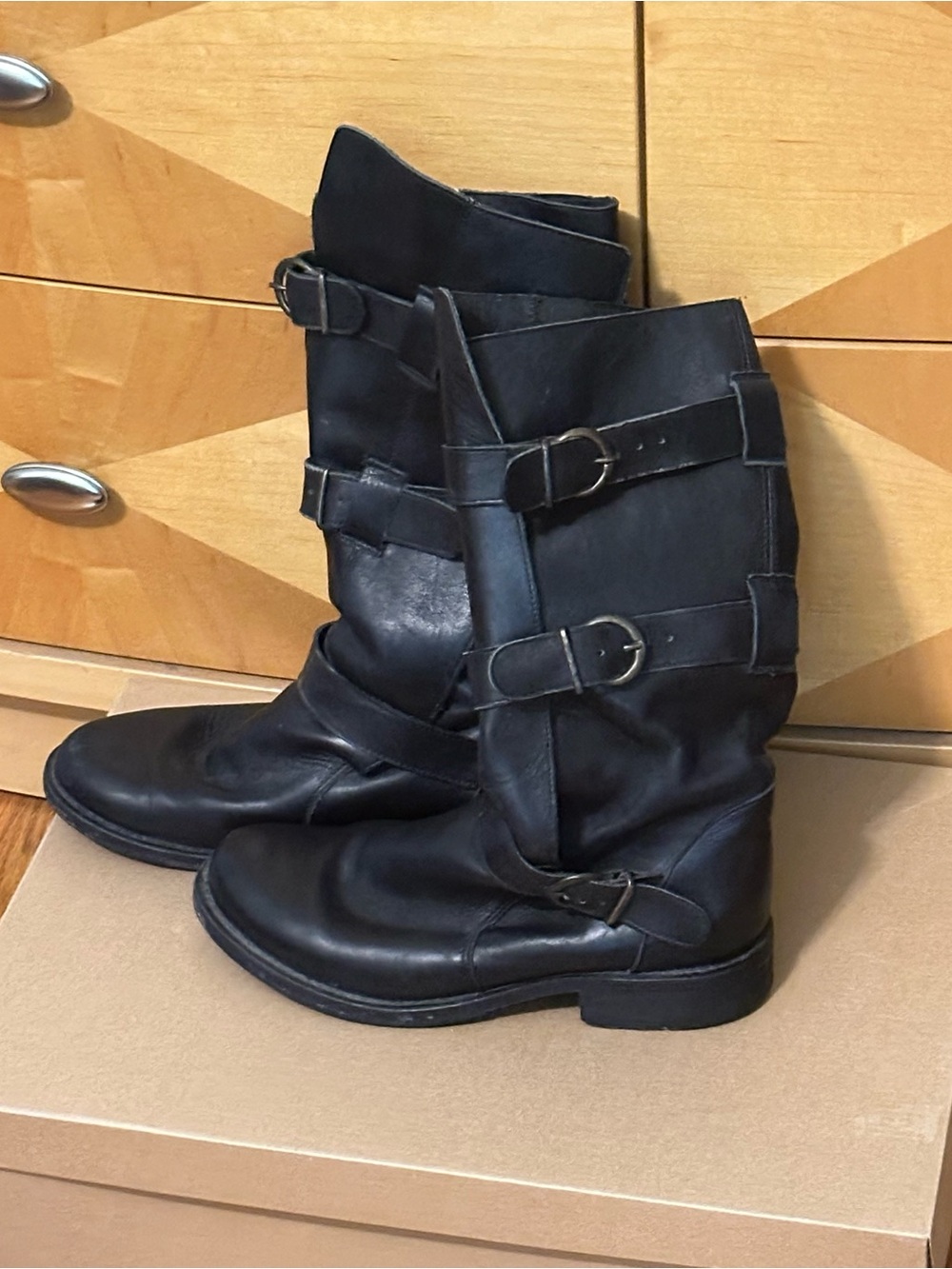 Steve Madden Black Leather Biker Boots